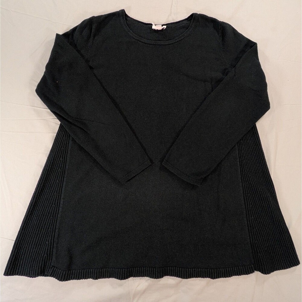 Womens Sweater J. JILL black cotton  pullover tunic Round neck Medium